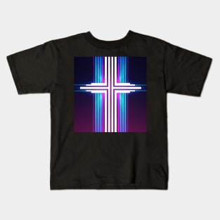 Synthwave stripes cross Kids T-Shirt